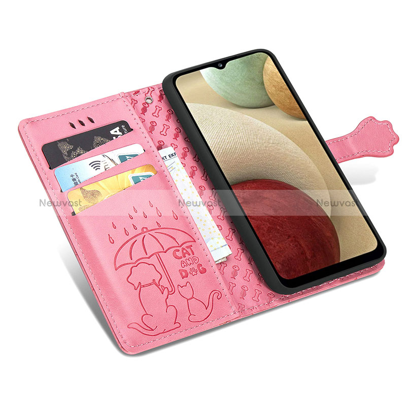 Leather Case Stands Fashionable Pattern Flip Cover Holder S03D for Samsung Galaxy A12 Nacho
