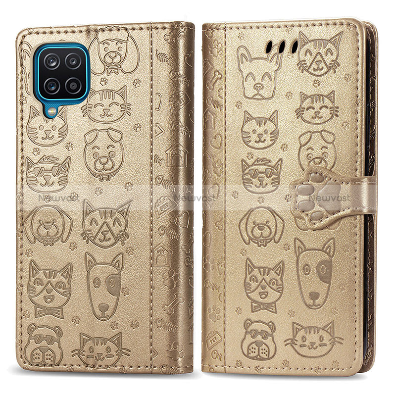 Leather Case Stands Fashionable Pattern Flip Cover Holder S03D for Samsung Galaxy A12 Nacho