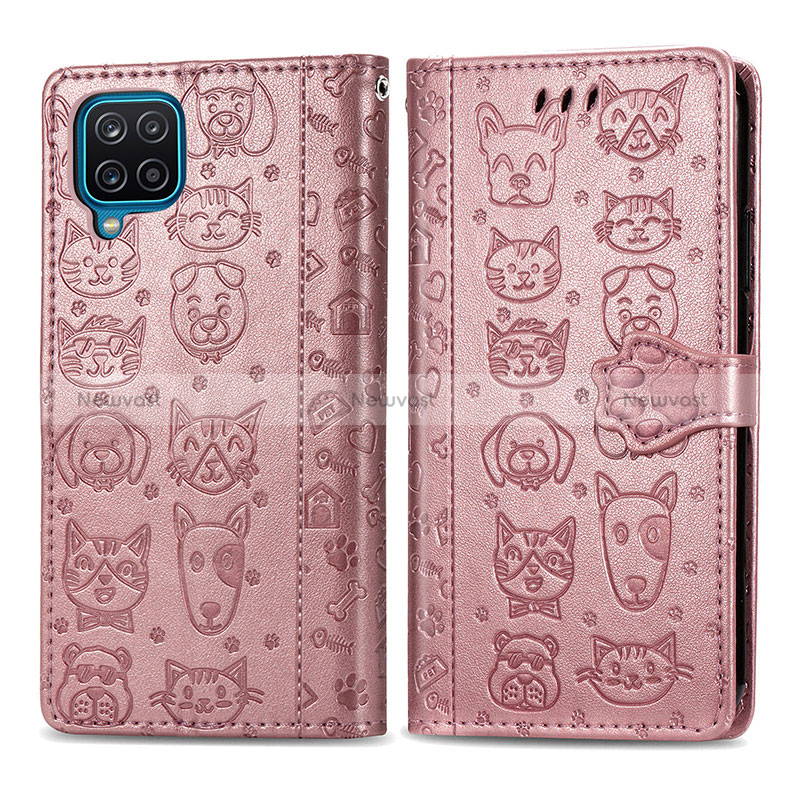 Leather Case Stands Fashionable Pattern Flip Cover Holder S03D for Samsung Galaxy A12 Nacho