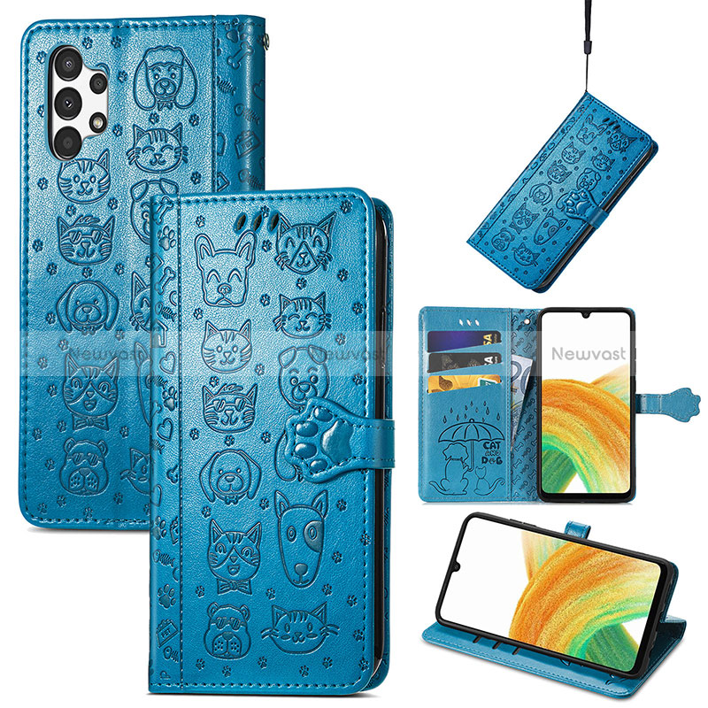 Leather Case Stands Fashionable Pattern Flip Cover Holder S03D for Samsung Galaxy A13 4G