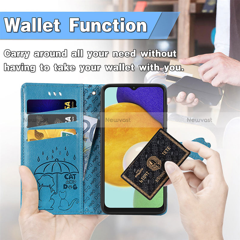 Leather Case Stands Fashionable Pattern Flip Cover Holder S03D for Samsung Galaxy A13 5G