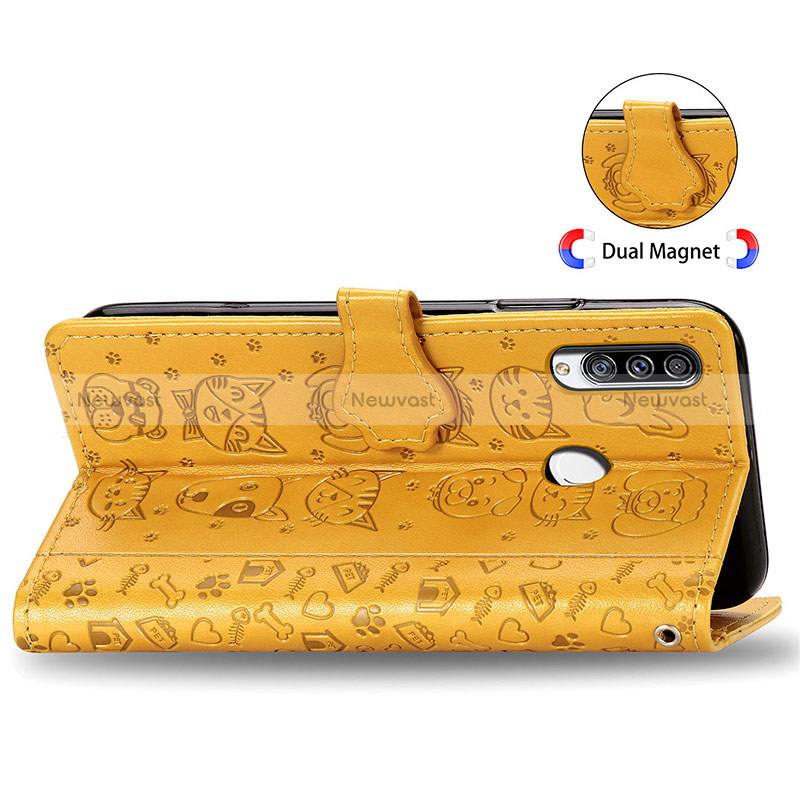 Leather Case Stands Fashionable Pattern Flip Cover Holder S03D for Samsung Galaxy A20s