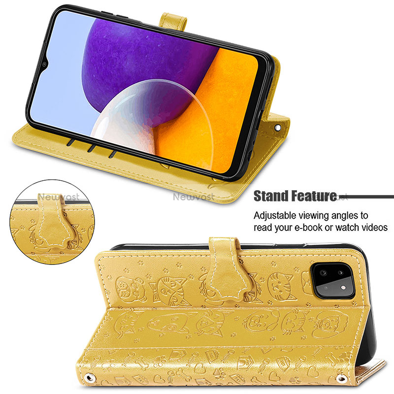 Leather Case Stands Fashionable Pattern Flip Cover Holder S03D for Samsung Galaxy A22 5G