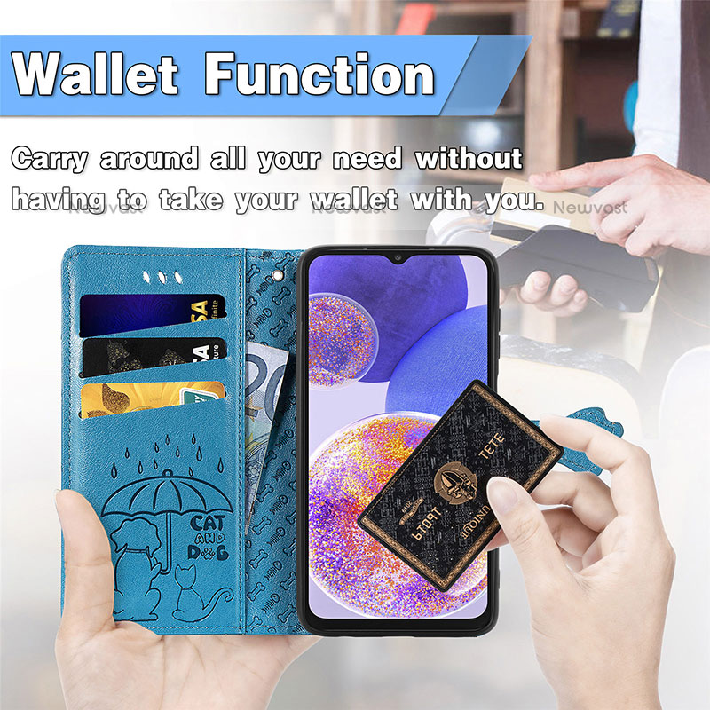 Leather Case Stands Fashionable Pattern Flip Cover Holder S03D for Samsung Galaxy A23 5G