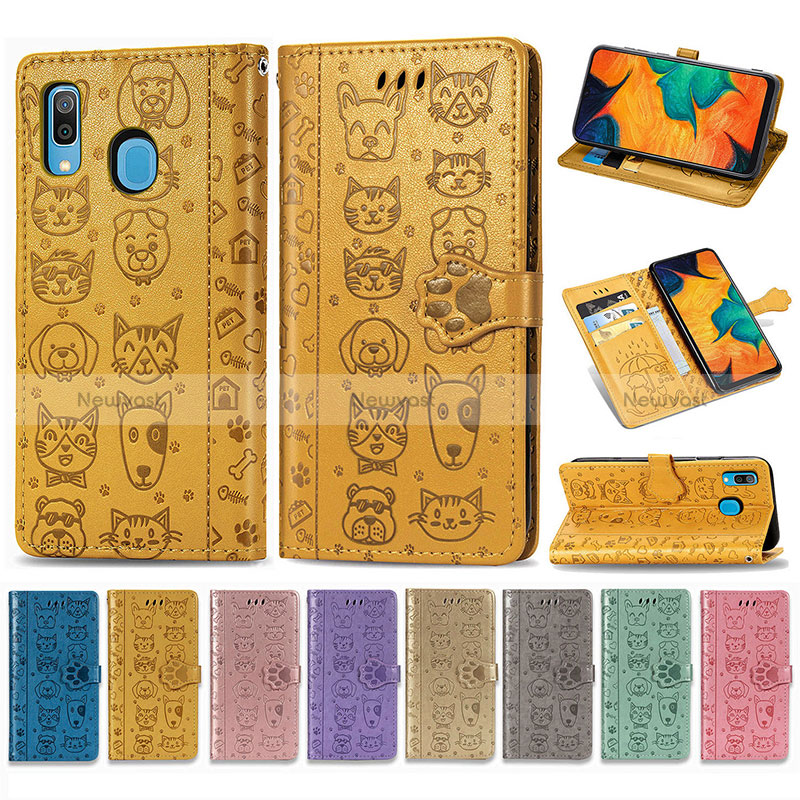 Leather Case Stands Fashionable Pattern Flip Cover Holder S03D for Samsung Galaxy A30