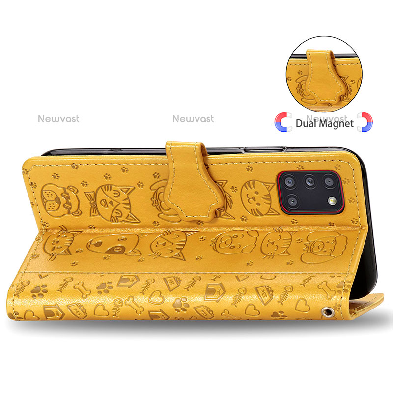 Leather Case Stands Fashionable Pattern Flip Cover Holder S03D for Samsung Galaxy A31