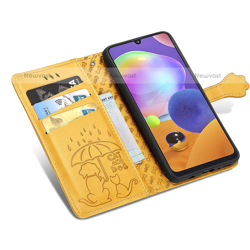 Leather Case Stands Fashionable Pattern Flip Cover Holder S03D for Samsung Galaxy A31