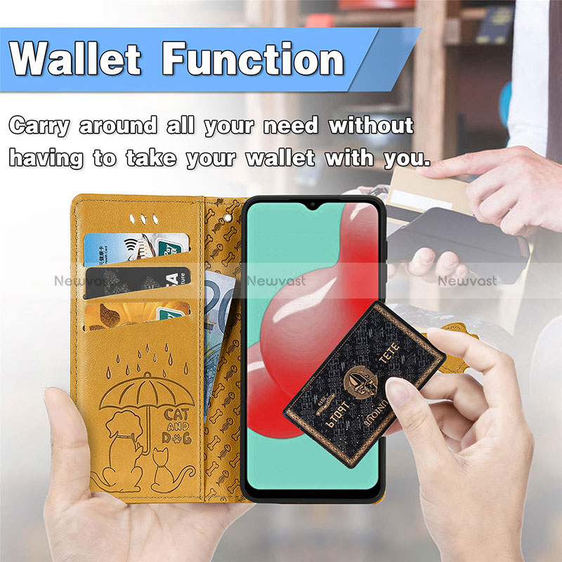 Leather Case Stands Fashionable Pattern Flip Cover Holder S03D for Samsung Galaxy A32 4G