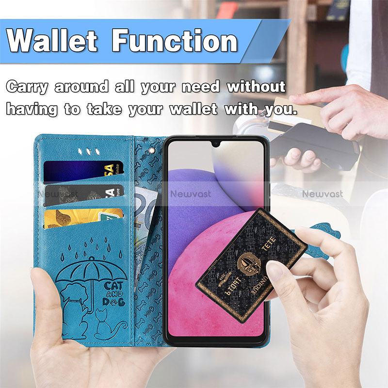 Leather Case Stands Fashionable Pattern Flip Cover Holder S03D for Samsung Galaxy A33 5G