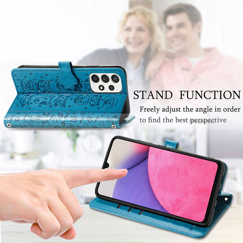 Leather Case Stands Fashionable Pattern Flip Cover Holder S03D for Samsung Galaxy A33 5G