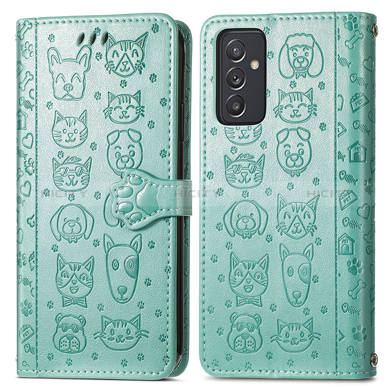 Leather Case Stands Fashionable Pattern Flip Cover Holder S03D for Samsung Galaxy A34 5G Green