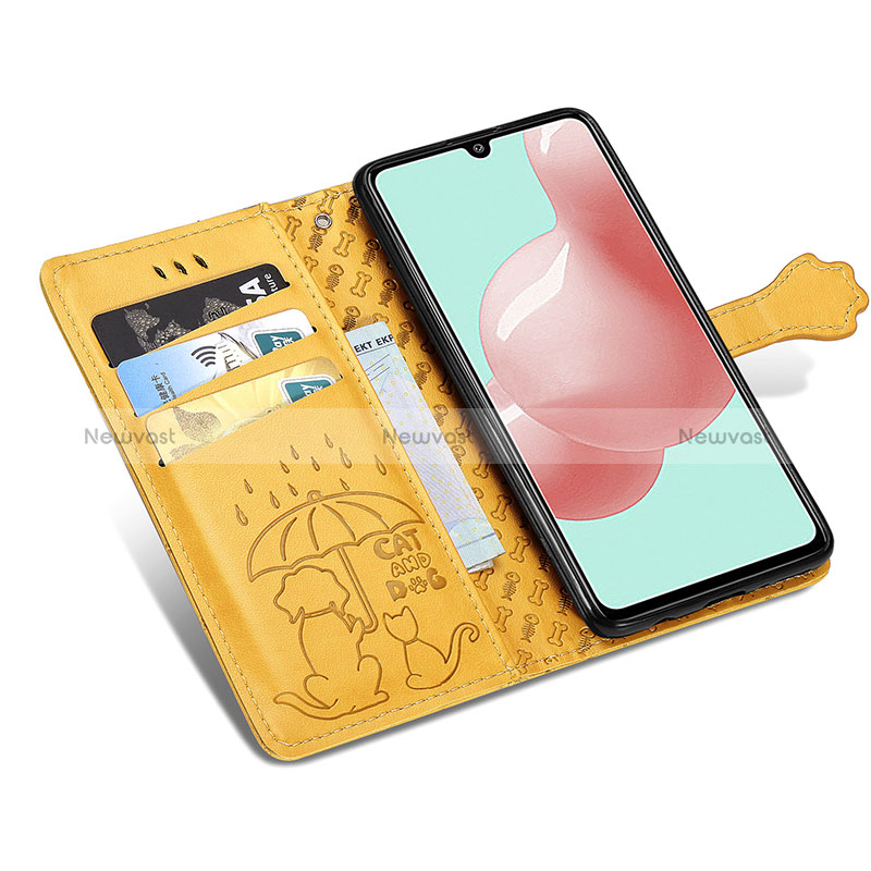 Leather Case Stands Fashionable Pattern Flip Cover Holder S03D for Samsung Galaxy A41