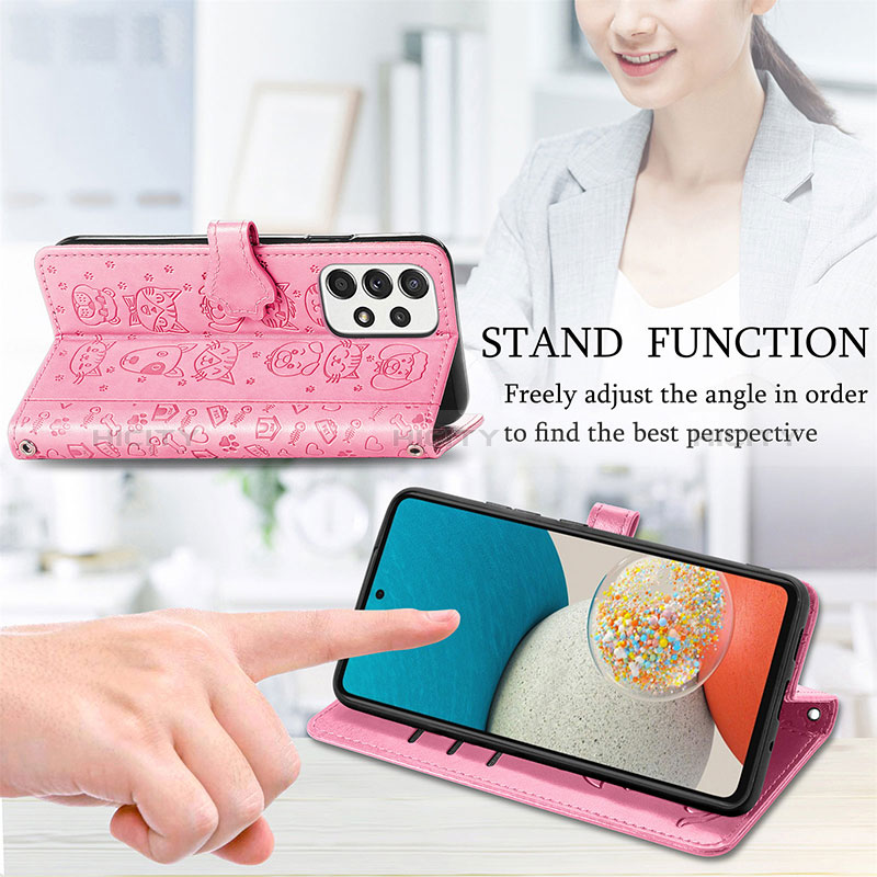 Leather Case Stands Fashionable Pattern Flip Cover Holder S03D for Samsung Galaxy A53 5G