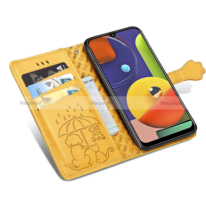 Leather Case Stands Fashionable Pattern Flip Cover Holder S03D for Samsung Galaxy A70