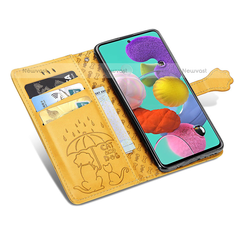 Leather Case Stands Fashionable Pattern Flip Cover Holder S03D for Samsung Galaxy A71 4G A715