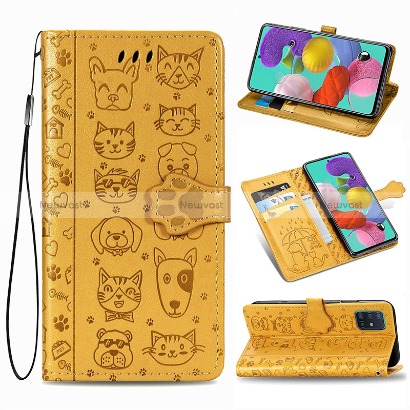 Leather Case Stands Fashionable Pattern Flip Cover Holder S03D for Samsung Galaxy A71 5G