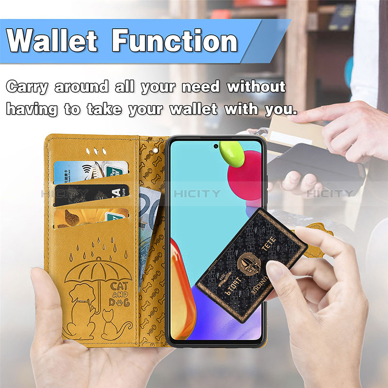 Leather Case Stands Fashionable Pattern Flip Cover Holder S03D for Samsung Galaxy A72 5G