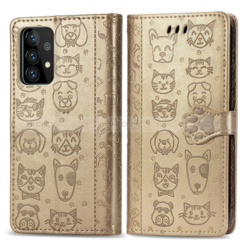 Leather Case Stands Fashionable Pattern Flip Cover Holder S03D for Samsung Galaxy A72 5G