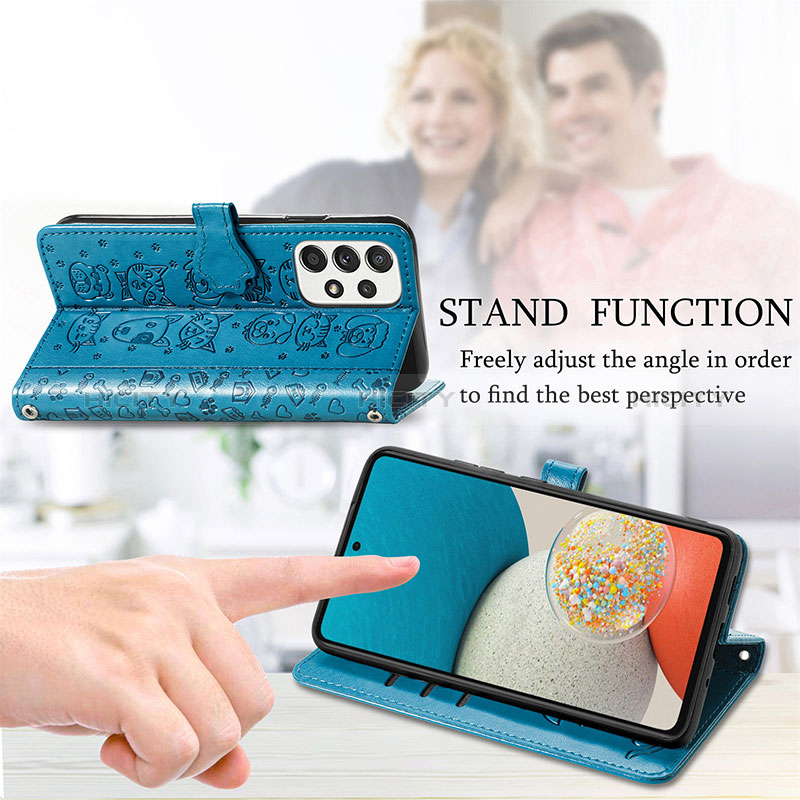 Leather Case Stands Fashionable Pattern Flip Cover Holder S03D for Samsung Galaxy A73 5G