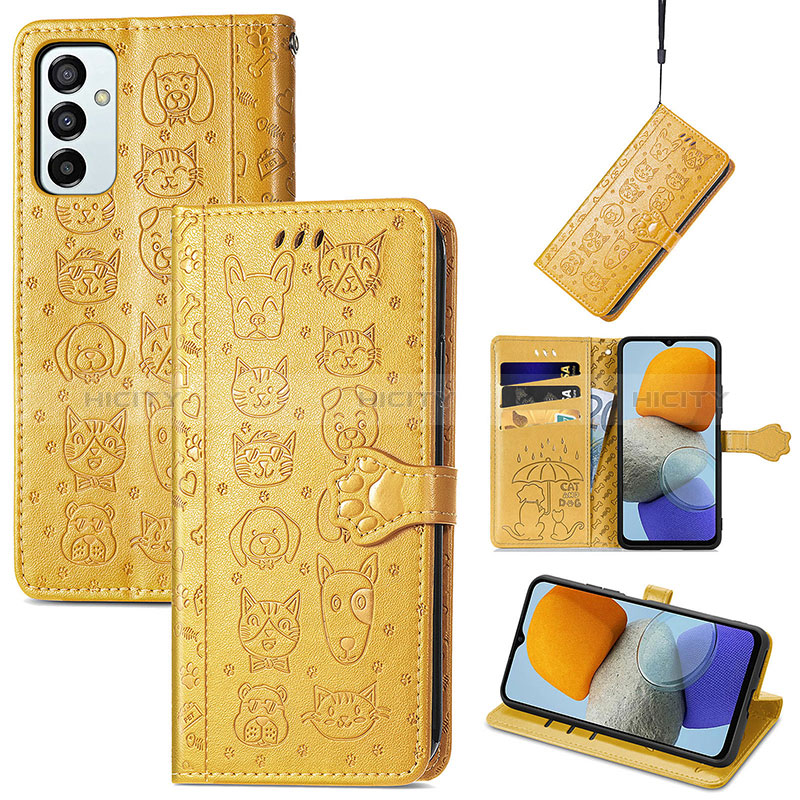 Leather Case Stands Fashionable Pattern Flip Cover Holder S03D for Samsung Galaxy F23 5G
