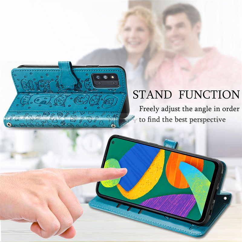 Leather Case Stands Fashionable Pattern Flip Cover Holder S03D for Samsung Galaxy F52 5G