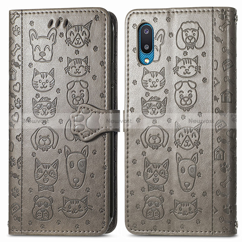 Leather Case Stands Fashionable Pattern Flip Cover Holder S03D for Samsung Galaxy M02
