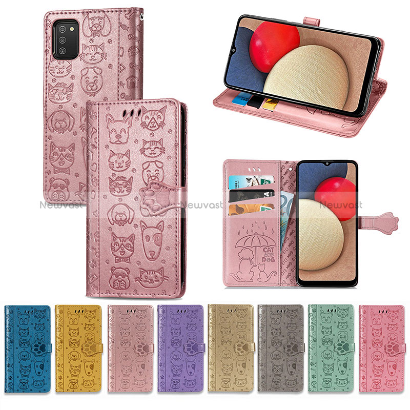Leather Case Stands Fashionable Pattern Flip Cover Holder S03D for Samsung Galaxy M02s