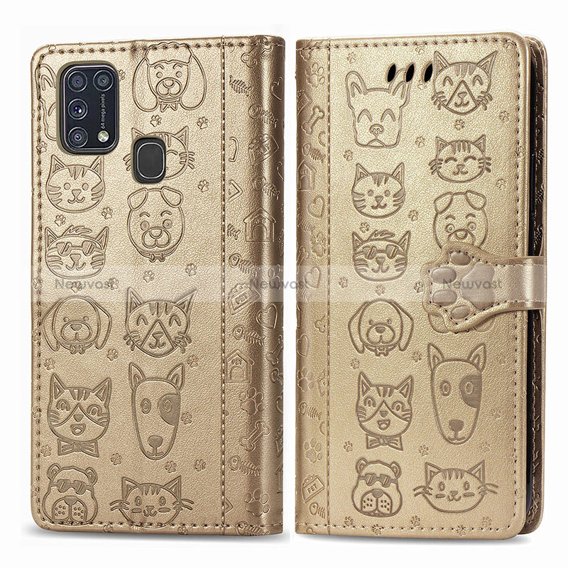 Leather Case Stands Fashionable Pattern Flip Cover Holder S03D for Samsung Galaxy M21s