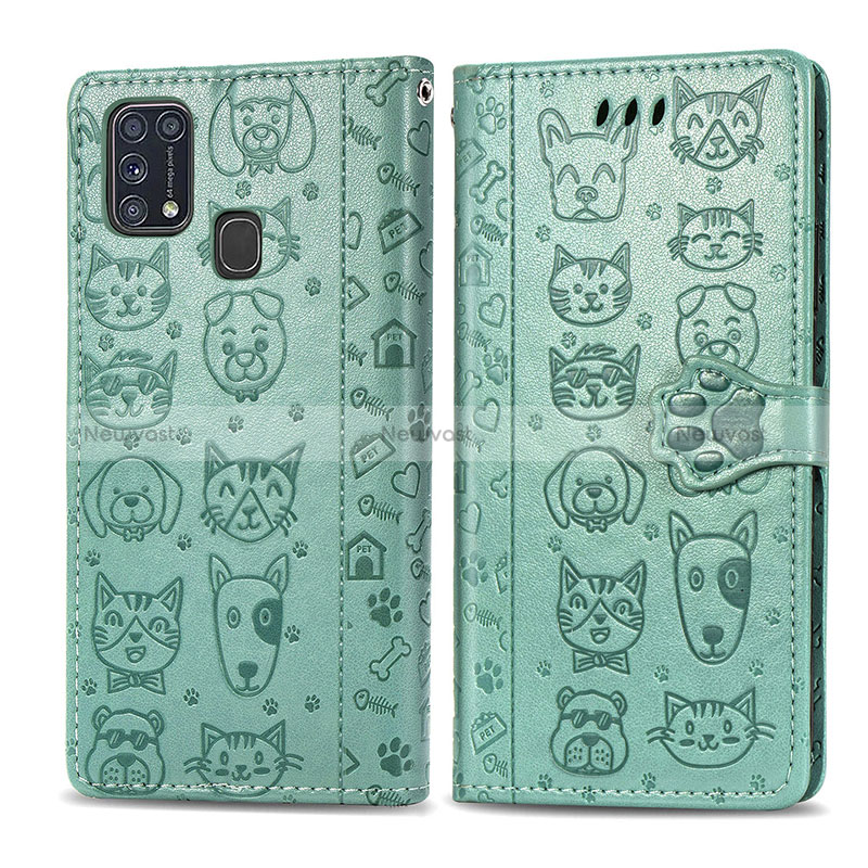 Leather Case Stands Fashionable Pattern Flip Cover Holder S03D for Samsung Galaxy M21s