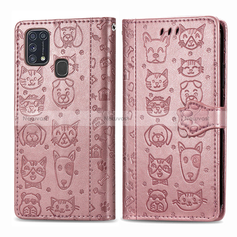 Leather Case Stands Fashionable Pattern Flip Cover Holder S03D for Samsung Galaxy M21s