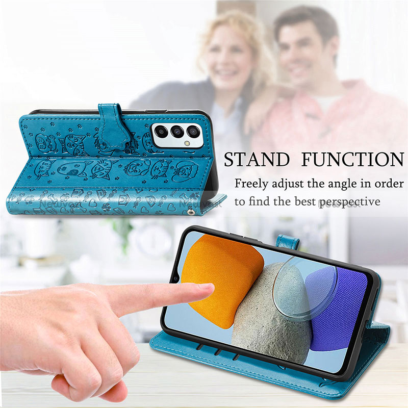 Leather Case Stands Fashionable Pattern Flip Cover Holder S03D for Samsung Galaxy M23 5G