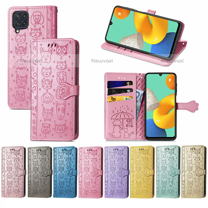 Leather Case Stands Fashionable Pattern Flip Cover Holder S03D for Samsung Galaxy M32 4G