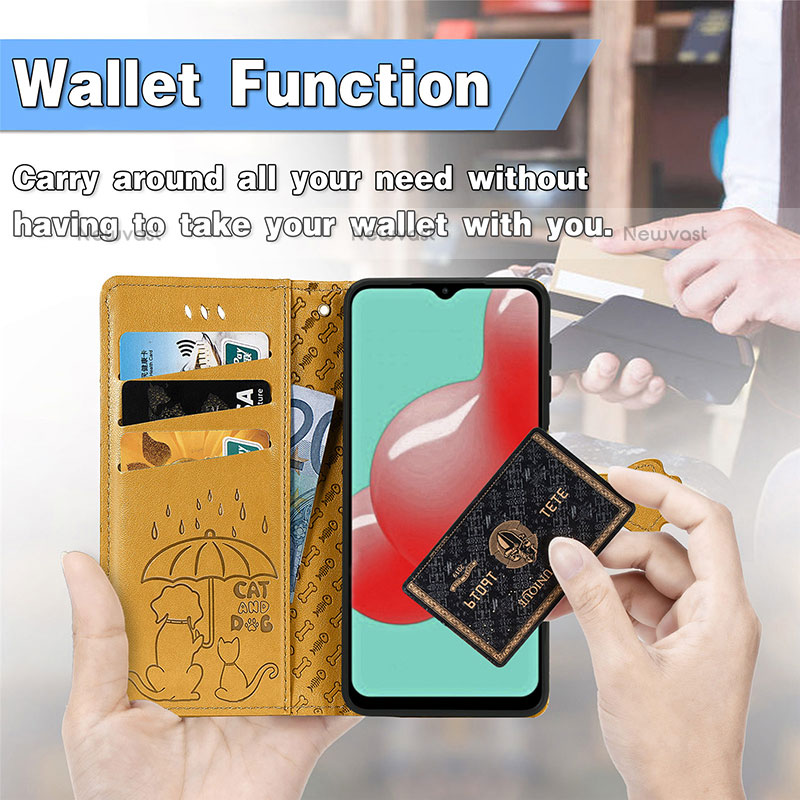 Leather Case Stands Fashionable Pattern Flip Cover Holder S03D for Samsung Galaxy M32 5G