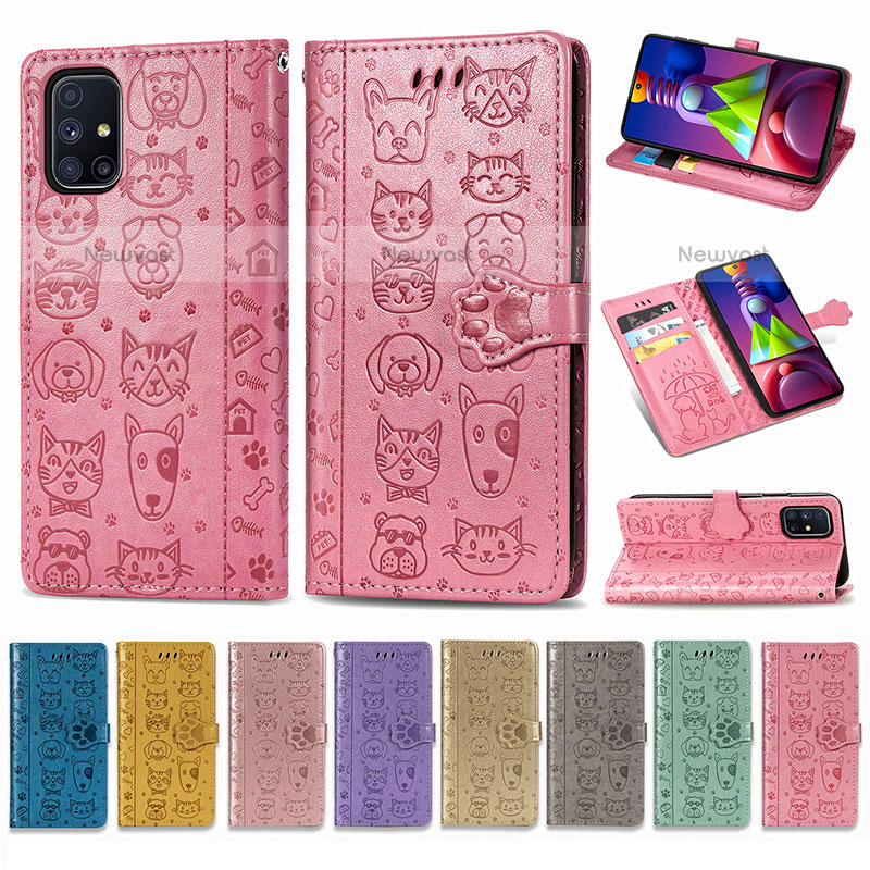 Leather Case Stands Fashionable Pattern Flip Cover Holder S03D for Samsung Galaxy M51