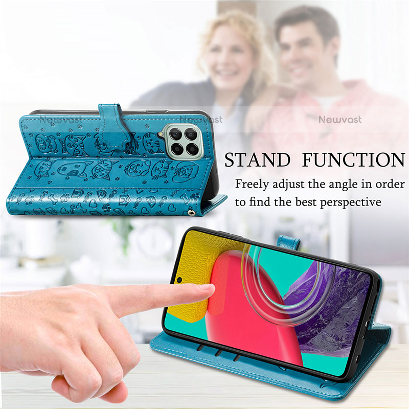 Leather Case Stands Fashionable Pattern Flip Cover Holder S03D for Samsung Galaxy M53 5G