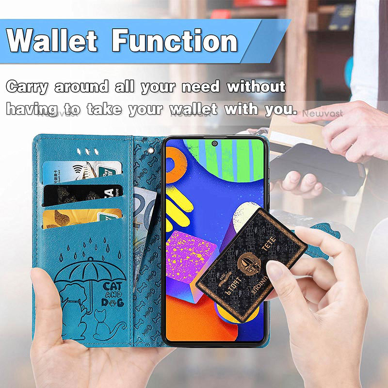 Leather Case Stands Fashionable Pattern Flip Cover Holder S03D for Samsung Galaxy M62 4G