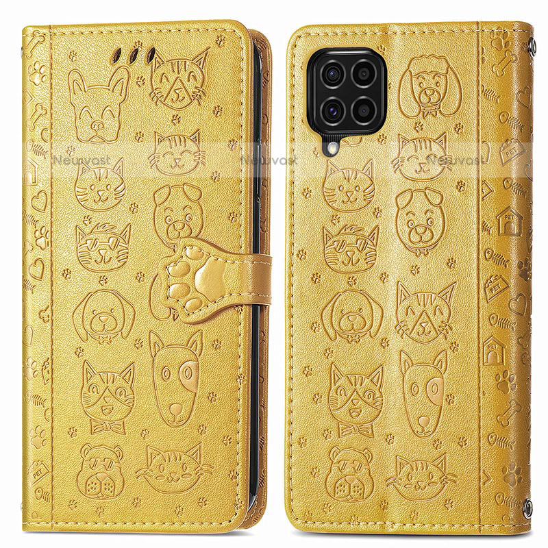 Leather Case Stands Fashionable Pattern Flip Cover Holder S03D for Samsung Galaxy M62 4G