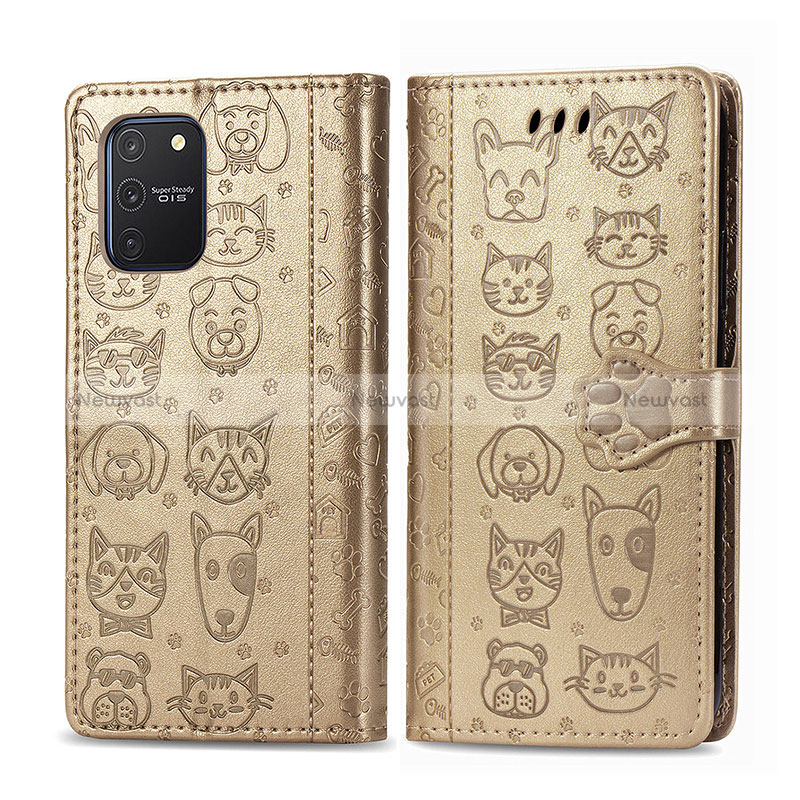 Leather Case Stands Fashionable Pattern Flip Cover Holder S03D for Samsung Galaxy M80S Gold