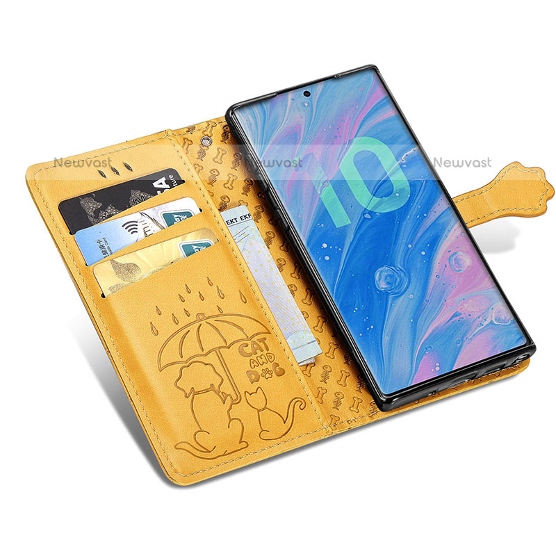 Leather Case Stands Fashionable Pattern Flip Cover Holder S03D for Samsung Galaxy Note 10 5G