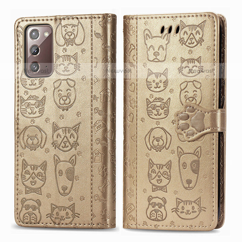 Leather Case Stands Fashionable Pattern Flip Cover Holder S03D for Samsung Galaxy Note 20 5G