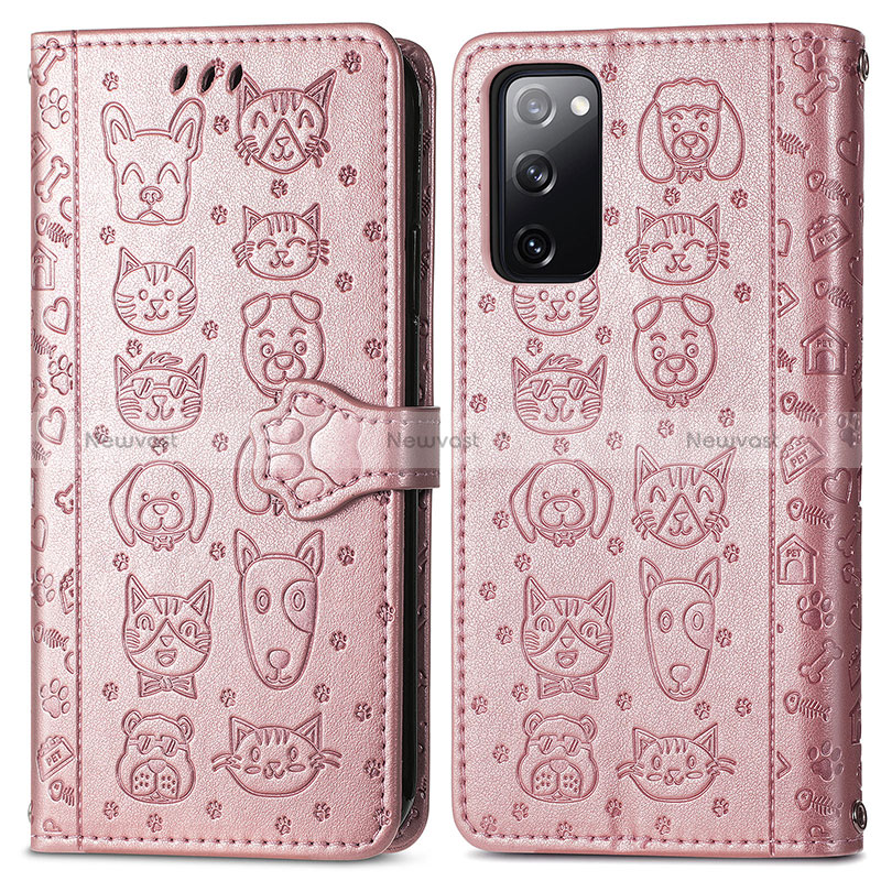 Leather Case Stands Fashionable Pattern Flip Cover Holder S03D for Samsung Galaxy S20 FE 5G