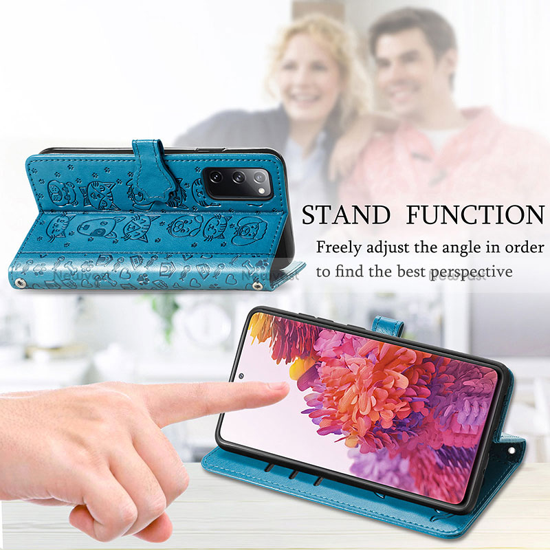 Leather Case Stands Fashionable Pattern Flip Cover Holder S03D for Samsung Galaxy S20 Lite 5G