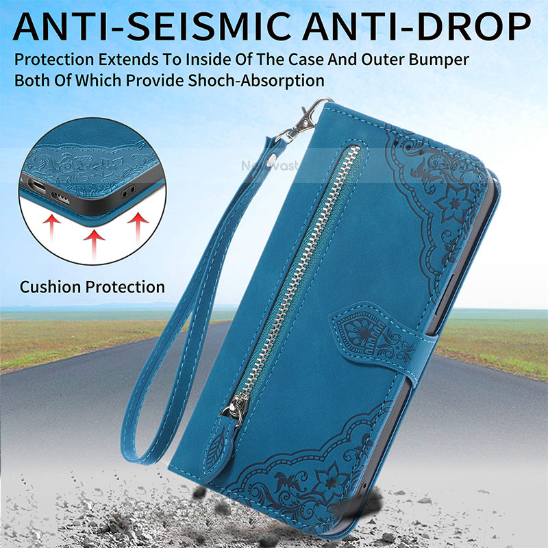 Leather Case Stands Fashionable Pattern Flip Cover Holder S03D for Samsung Galaxy S21 FE 5G