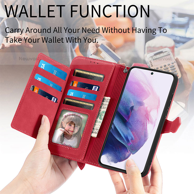 Leather Case Stands Fashionable Pattern Flip Cover Holder S03D for Samsung Galaxy S22 5G