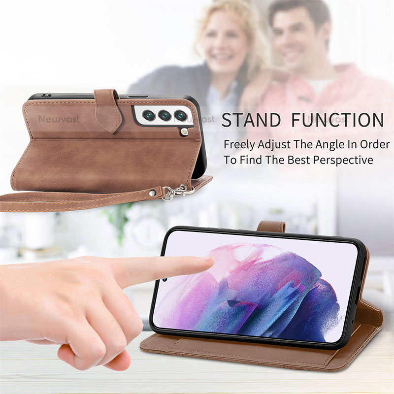 Leather Case Stands Fashionable Pattern Flip Cover Holder S03D for Samsung Galaxy S22 5G