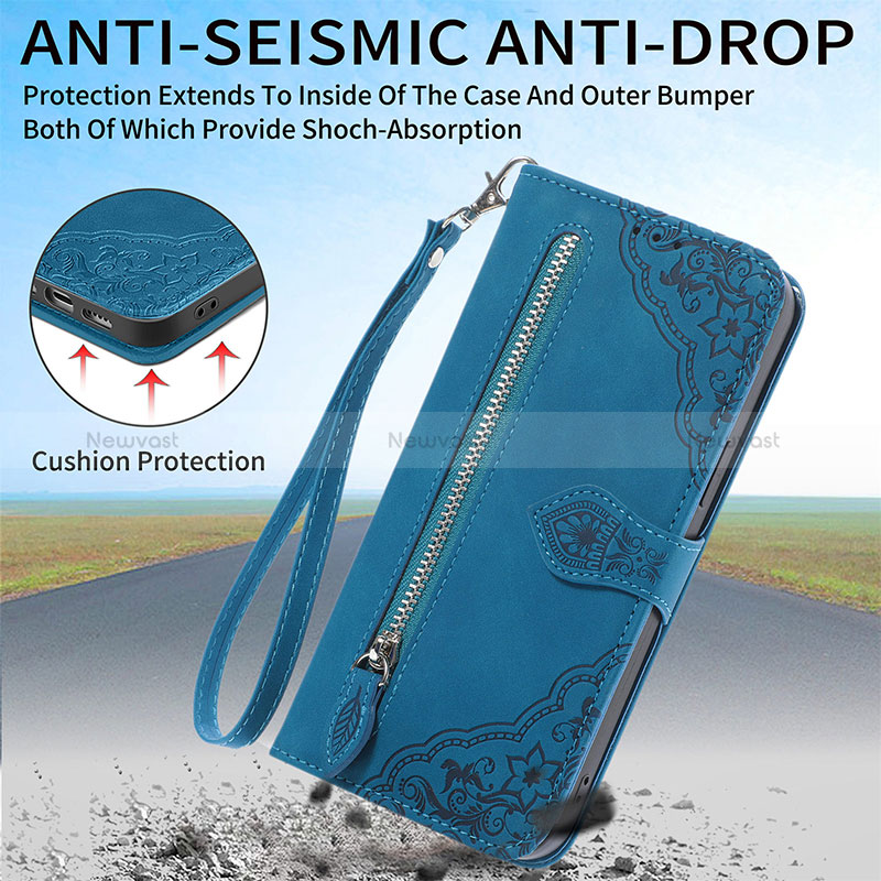 Leather Case Stands Fashionable Pattern Flip Cover Holder S03D for Samsung Galaxy S22 Plus 5G