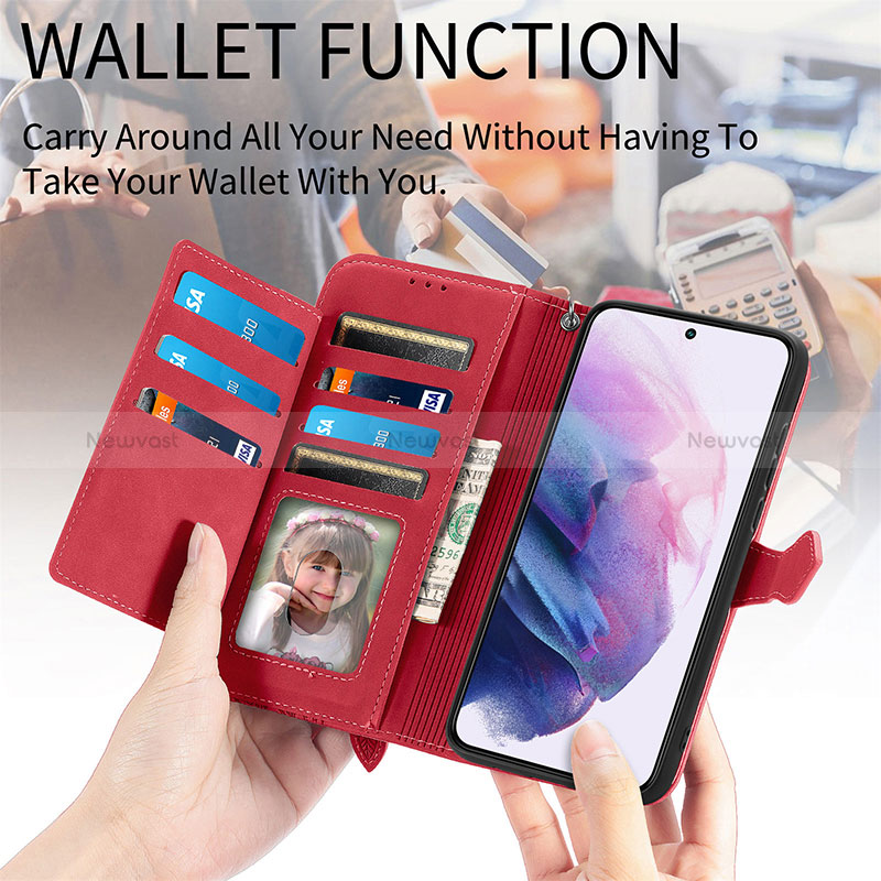 Leather Case Stands Fashionable Pattern Flip Cover Holder S03D for Samsung Galaxy S22 Plus 5G