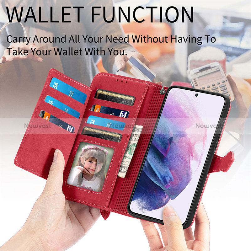 Leather Case Stands Fashionable Pattern Flip Cover Holder S03D for Samsung Galaxy S24 5G