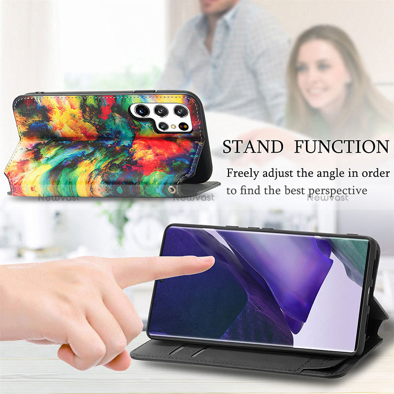 Leather Case Stands Fashionable Pattern Flip Cover Holder S03D for Samsung Galaxy S24 Ultra 5G