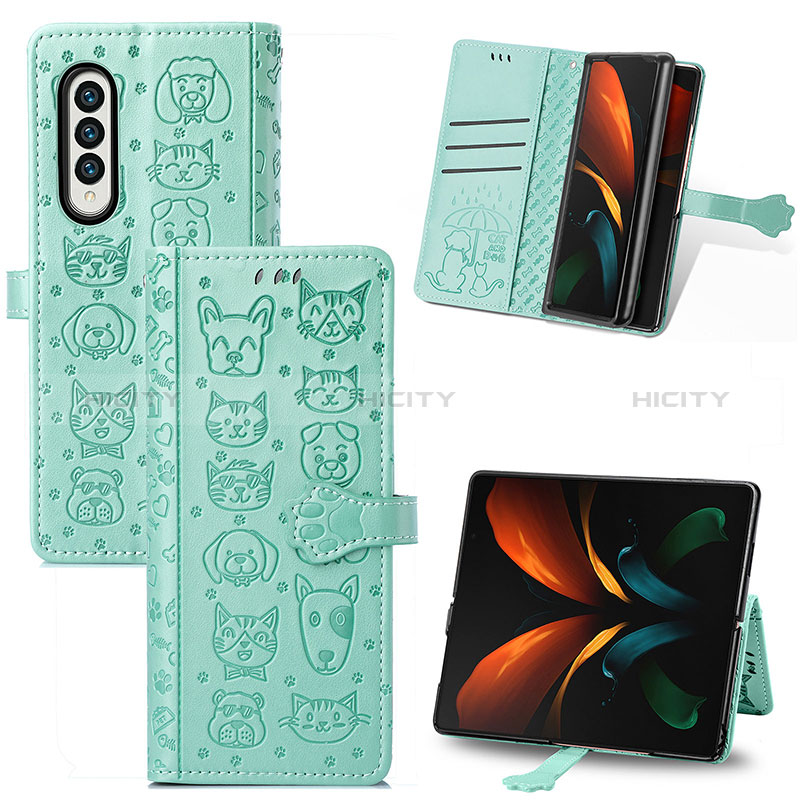 Leather Case Stands Fashionable Pattern Flip Cover Holder S03D for Samsung Galaxy Z Fold4 5G